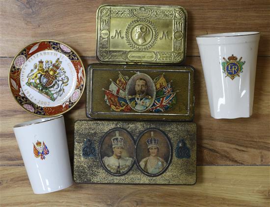 Three commemorative tins